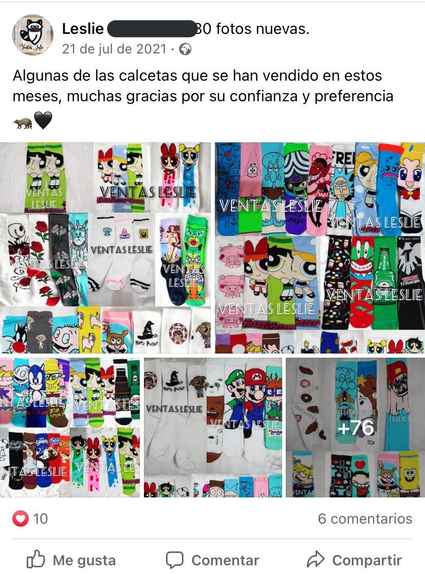 Productos que vendía Leslie en Puebla