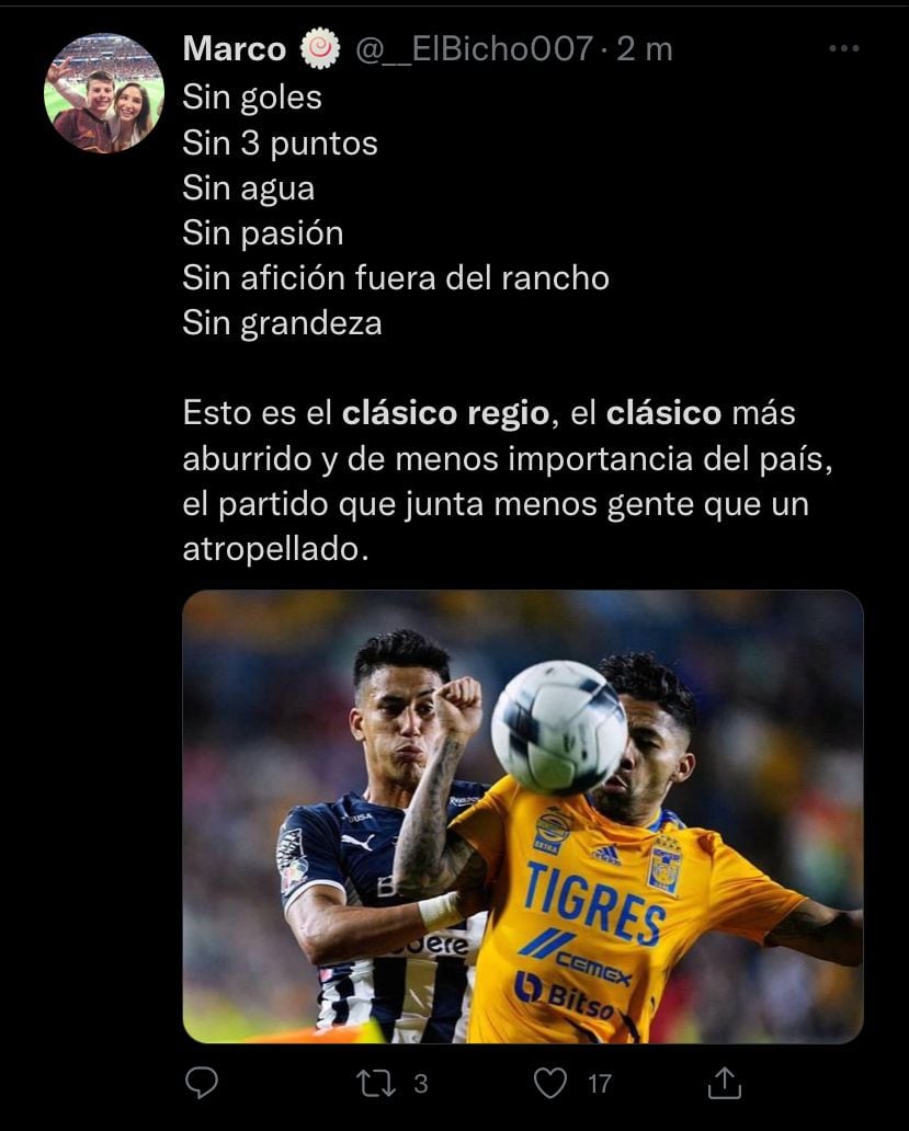 Los usuarios tundieron en redes el duelo entre Rayados y Tigres.