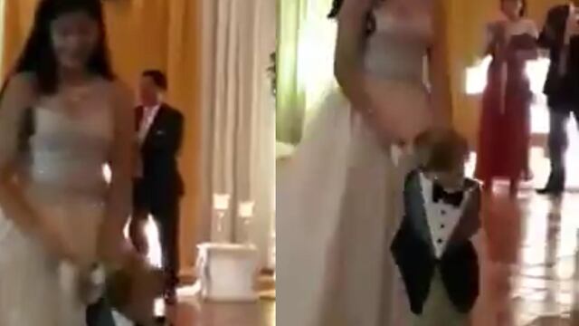 Perrito acompañó a su dueña a bailar el vals