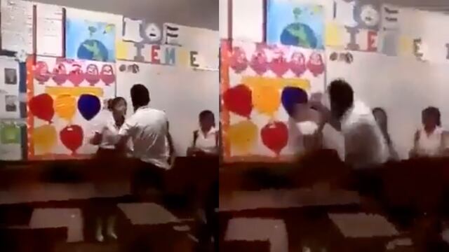 Adolescente golpea a su novia dentro de salón de clases