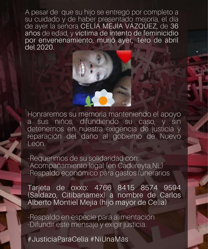 Exigen justicia para Celia.