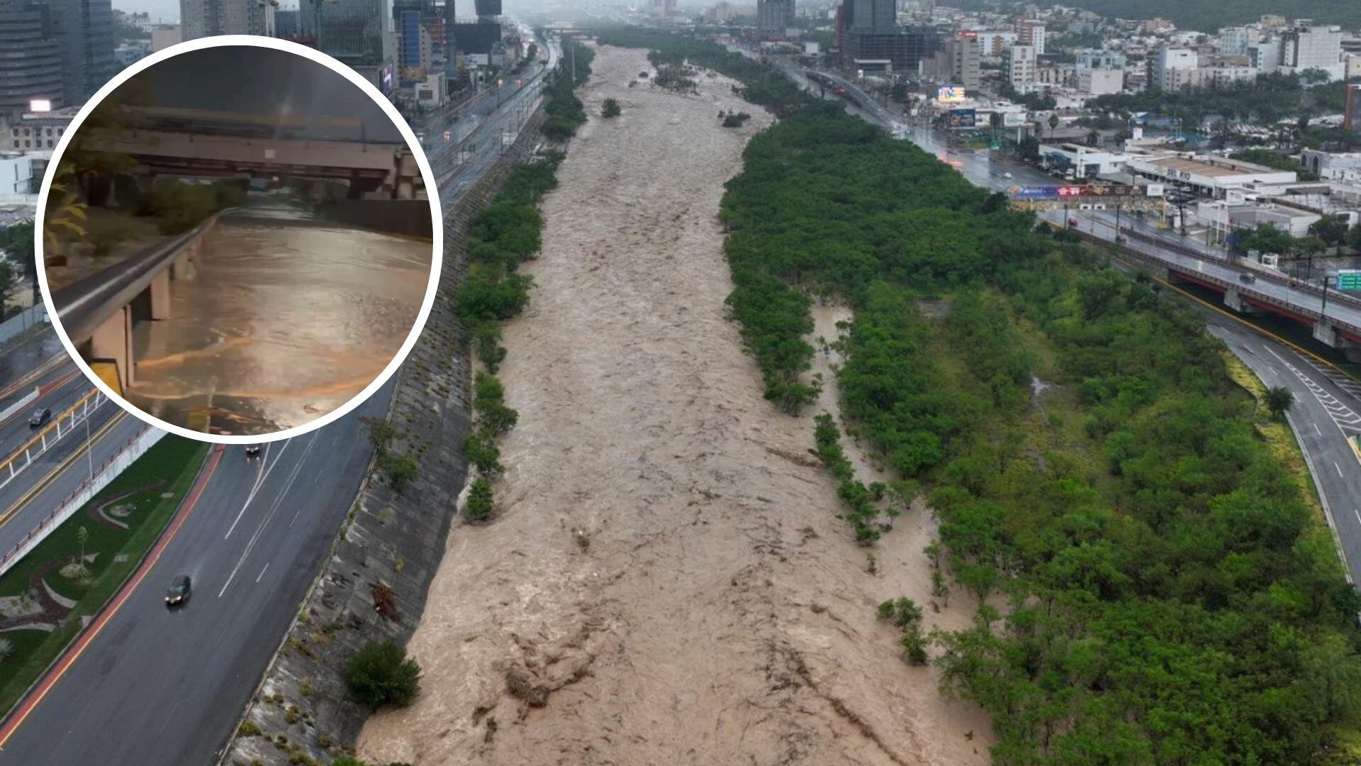 Se desborda Río Santa Catarina, por tormenta tropical Alberto en Nuevo León