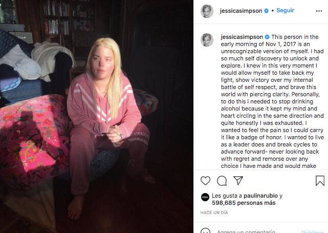 Jessica Simpson celebra 4 años de sobriedad