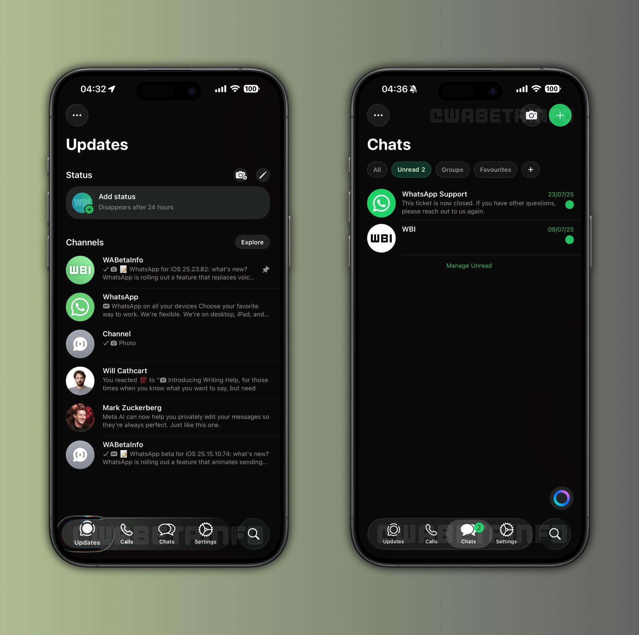 WhatsApp Liquid Glass en iPhone