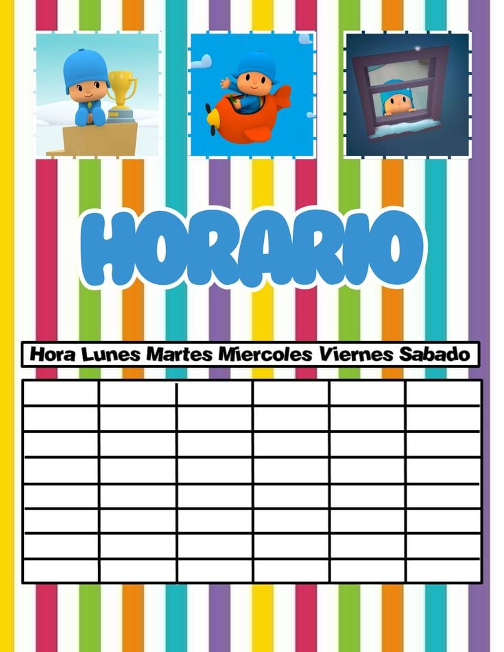 Horario escolar de Pocoyó para imprimir