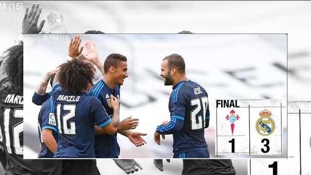 Real Madrid ganó 1-3 al Celta y sigue como líder invicto de la Liga. Los goles de CR7, Danilo, Marcelo y Nolito (golazo)