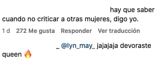 Usuarios aplauden la respuesta de Lyn May a la hater.