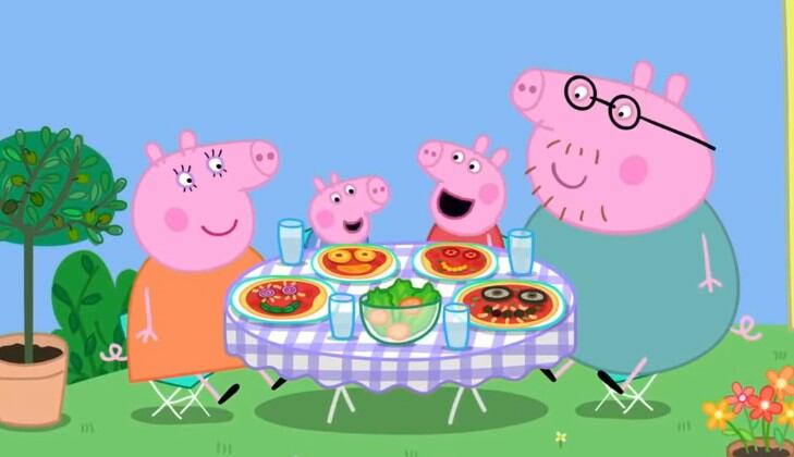 Peppa Pig y George aprenden a hacer pizza