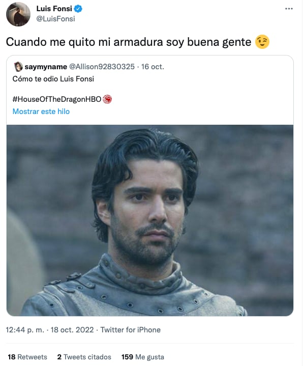Luis Fonsi responde a ser llamado Sir Criston Cole