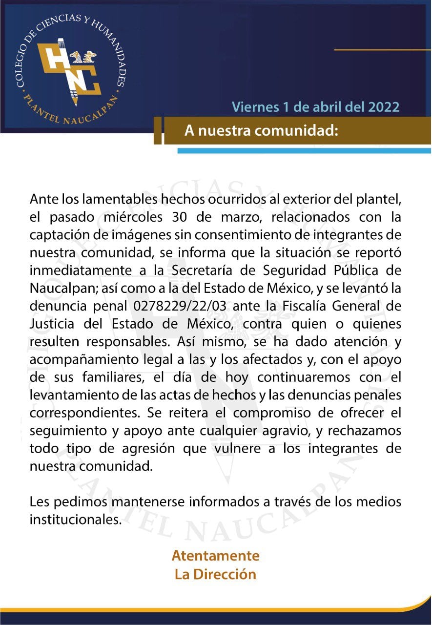 Comunicado del CCH Naucalpan