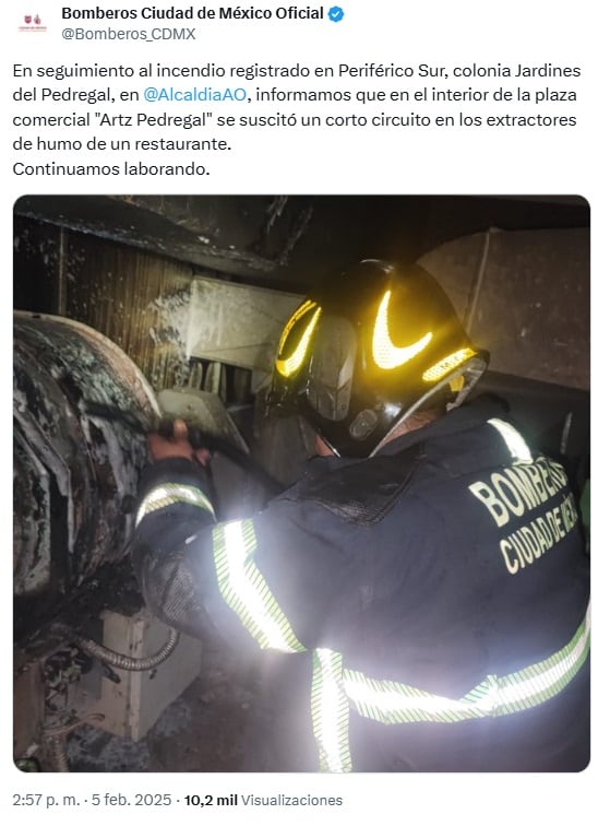 Bomberos CDMX sofocaron incendio en restaurante Nostos Artz Pedregal; local continuó operando pese a existir riesgos