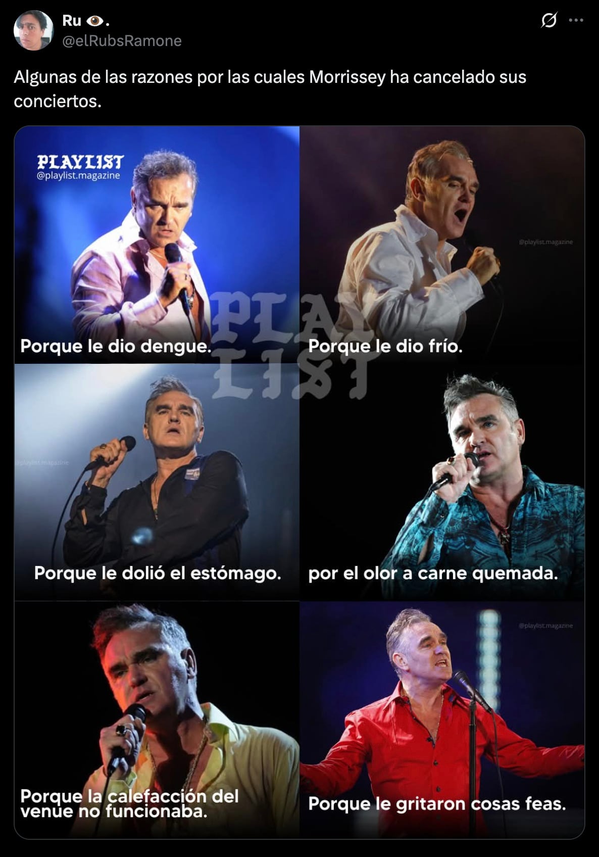Morrissey cancela sus conciertos en México y provoca memes