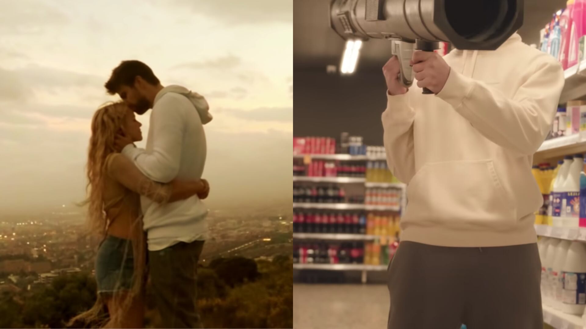 Shakira y Gerard Piqué en 'Me enamoré' / Modelo de 'Monotonía'