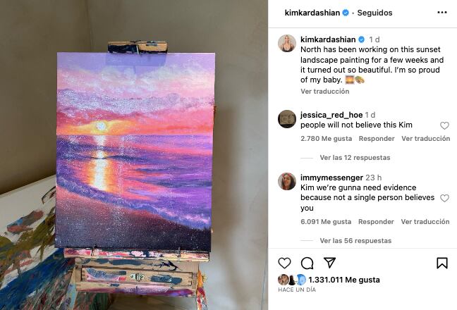 Kim Kardashian presume pintura de North West