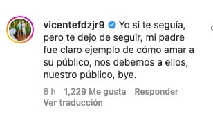 Vicente Fernández Jr. asegura que su padre era mejor que Bad Bunny