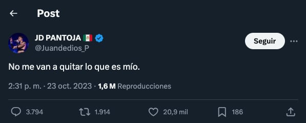 Juan de Dios Pantoja habla en Twitter tras su infidelidad