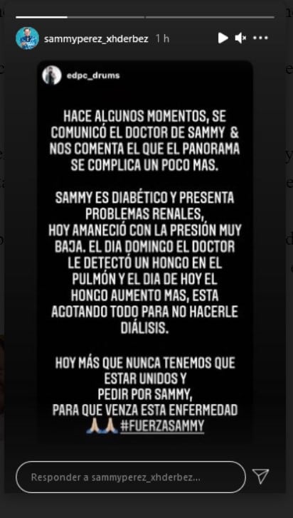 Publicación de Sammy Pérez en Instagram