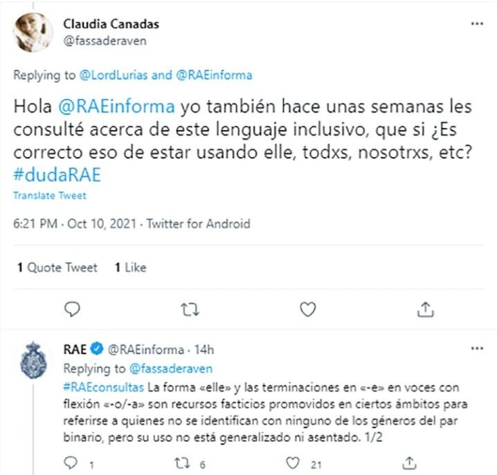 RAE rechaza otra vez el lenguaje inclusivo