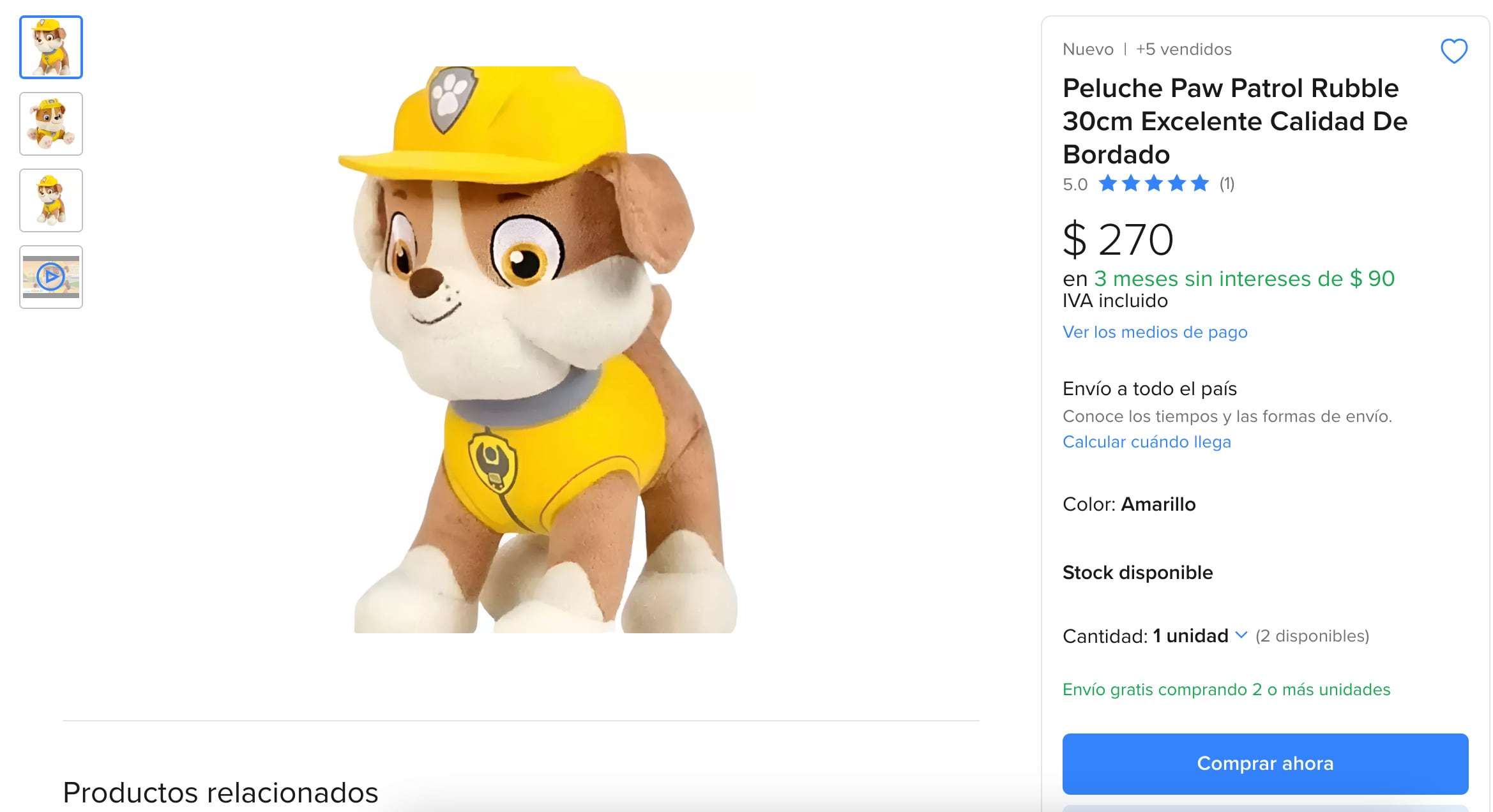 Opciones de peluches de Paw Patrol por menos de 300 pesos