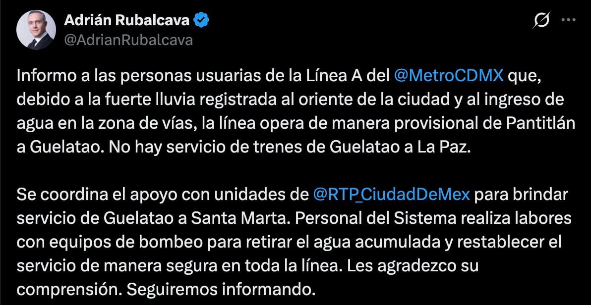 Afectaciones Línea A del Metro CDMX