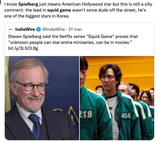Steven Spielberg llama "desconocidos" al elenco de 'El Juego del Calamar"