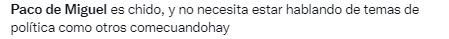 Defienden a Paco de Miguel.