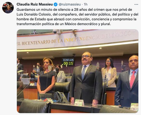 Twit Claudia Ruíz Massieu