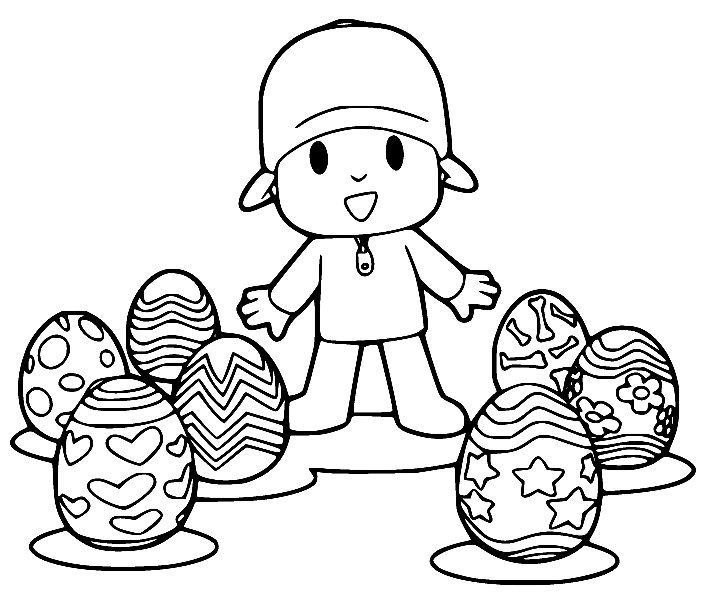 4 dibujos de Pascua de Pocoyó para colorear que puedes imprimir