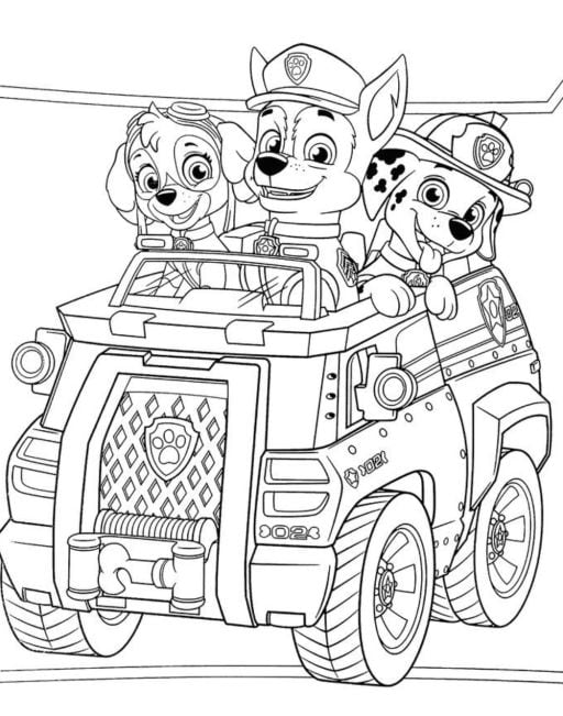Chase manejando de Paw Patrol por el Día del Perro para colorear