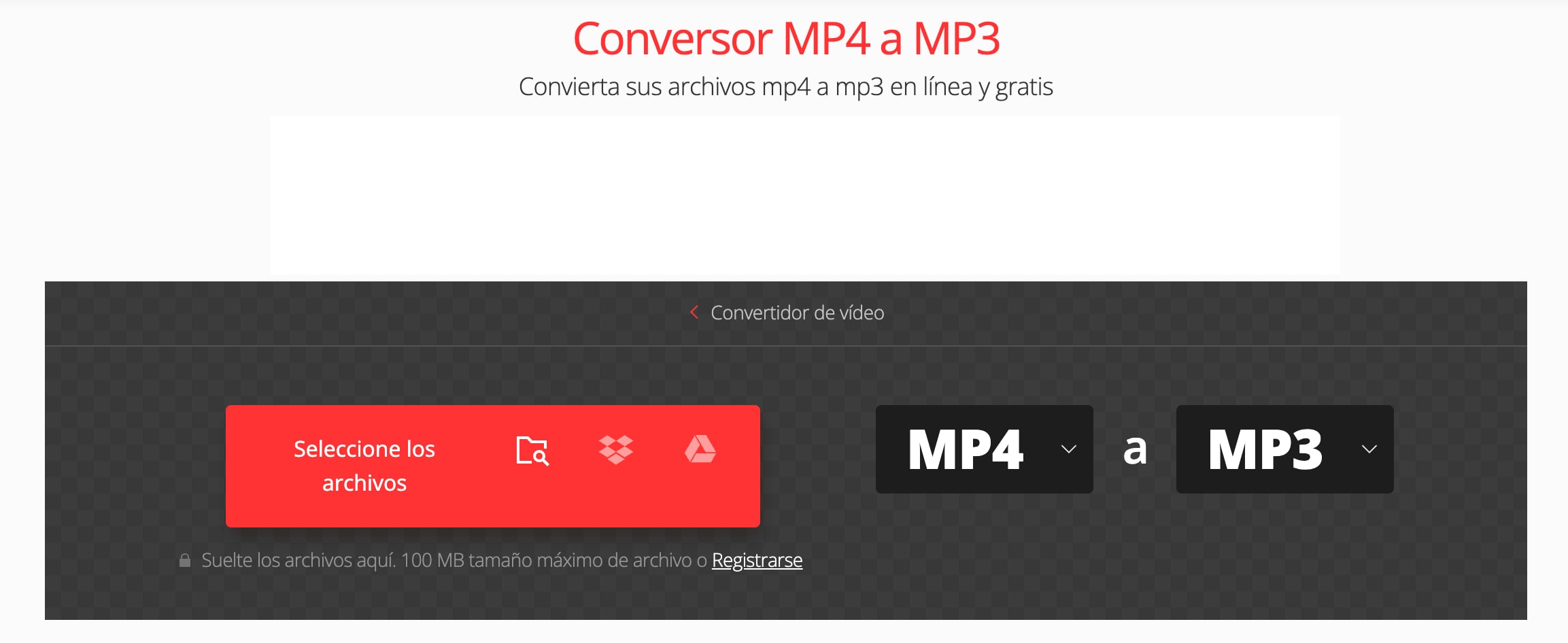Página principal de Convertio