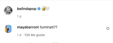 Comentario de Instagram en publicación de Belinda