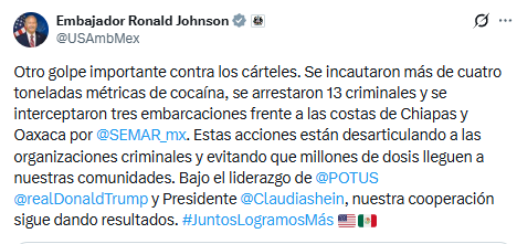 Aseguramiento de cocaína por la Marina