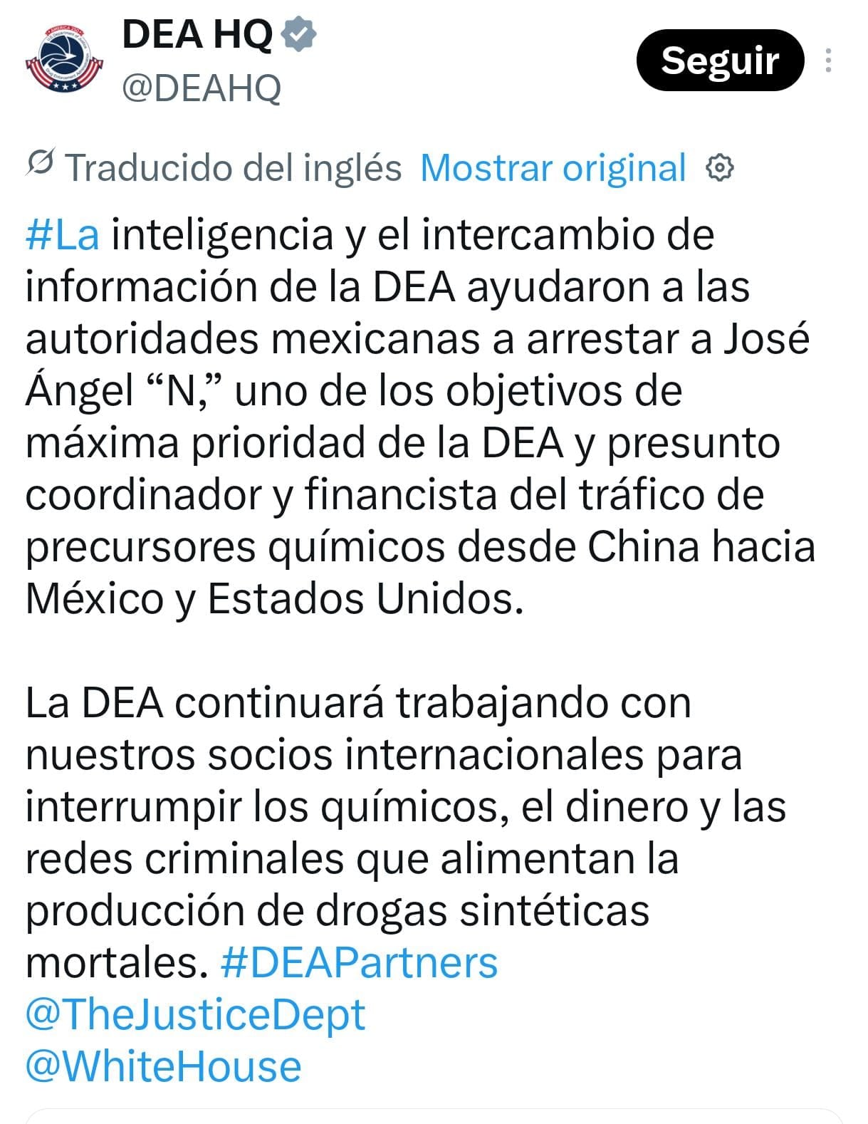 colaboración entre México y Estados Unidos en captura de “Don Flaco”