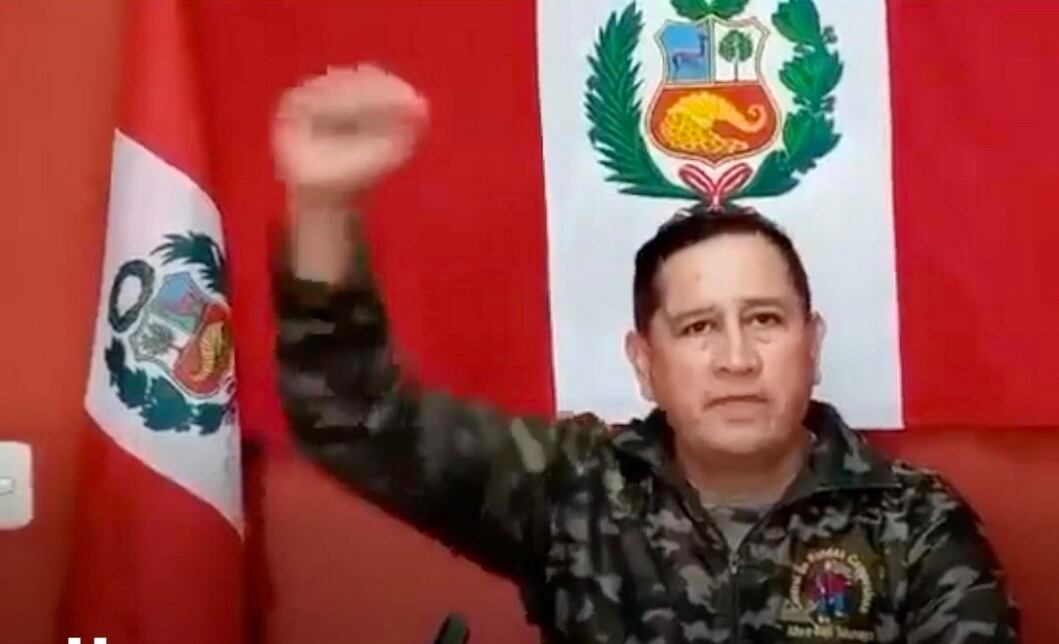 Coronel Guilmar Trujillo Laffite, en su pronunciamiento contra el gobierno provisional del Perú. Foto/Plácido Garza