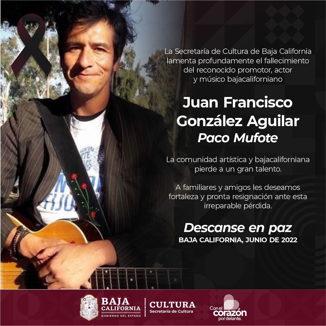 Lamentan muerte de Paco Mufote