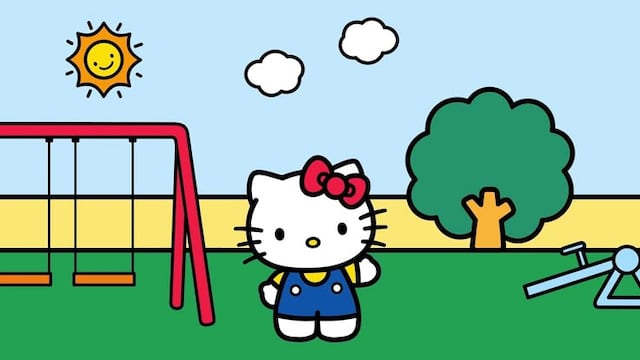 Dibujos de Hello Kitty tomando el sol de primavera para colorear
