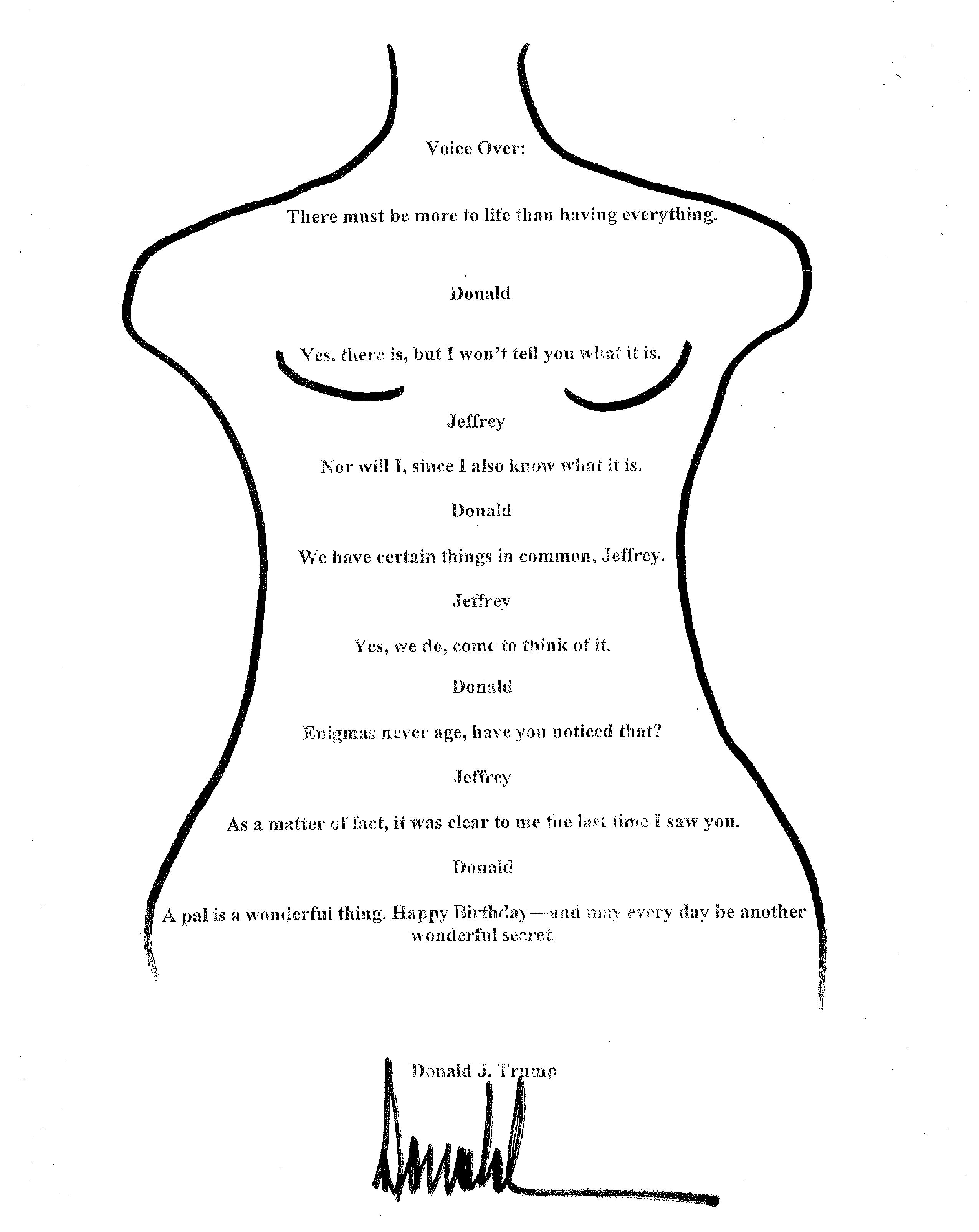 Esta es la carta atribuida a Donald Trump de Jeffrey Epstein