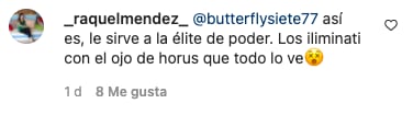Comentario de Instagram en publicación de Belinda