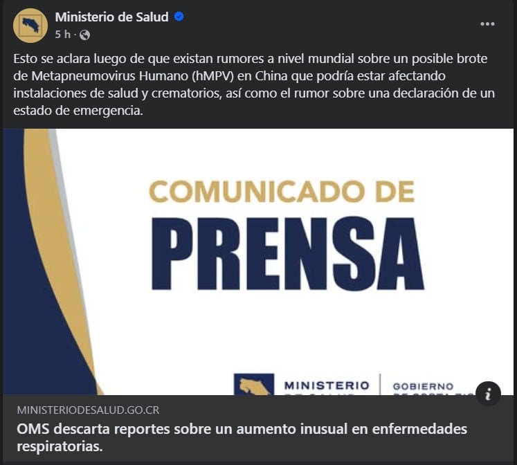 Expertos descartan nueva pandemia por virus HPMV