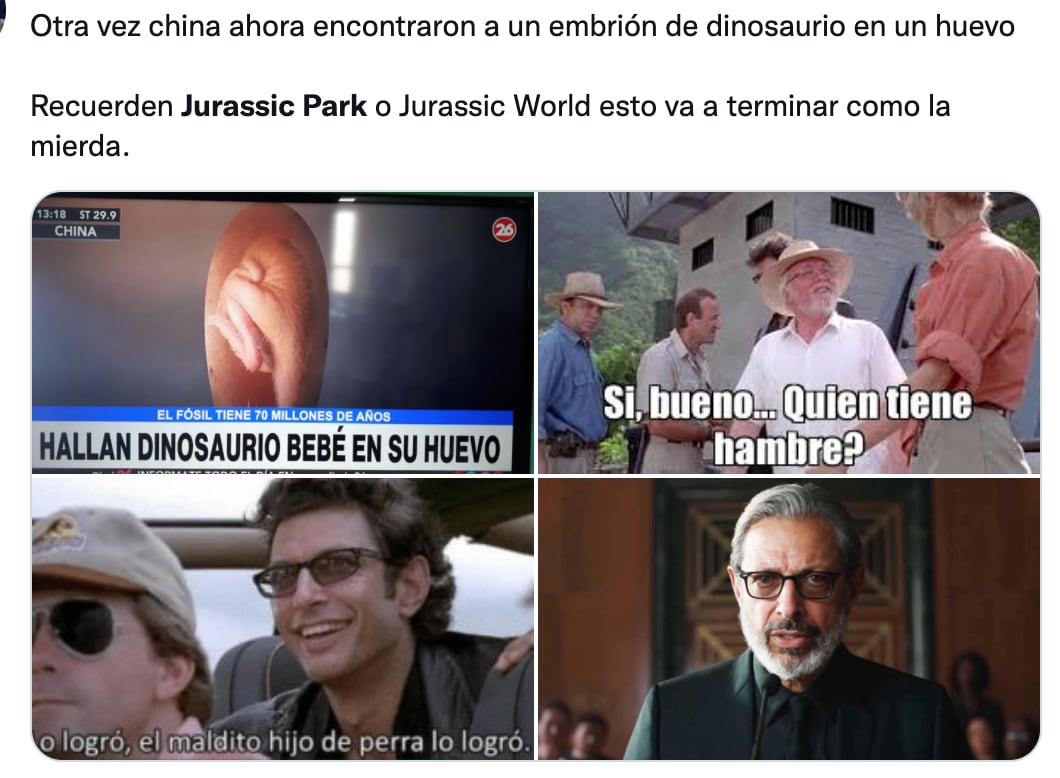 Hallazgo de embrión de dinosaurio desata memes de 'Jurassic Park'