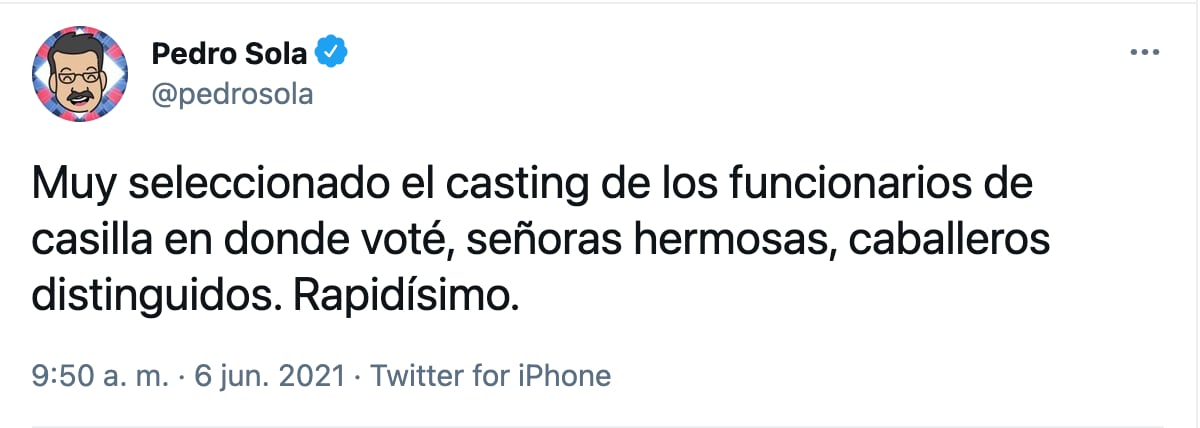 Pedro Sola emite su voto en CDMX