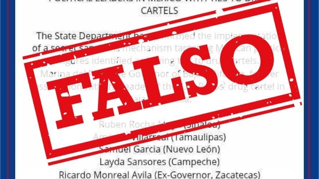 Estados Unidos desmiente supuesta lista de políticos mexicanos ligados al narcotráfico; Embajada revela que es falsa