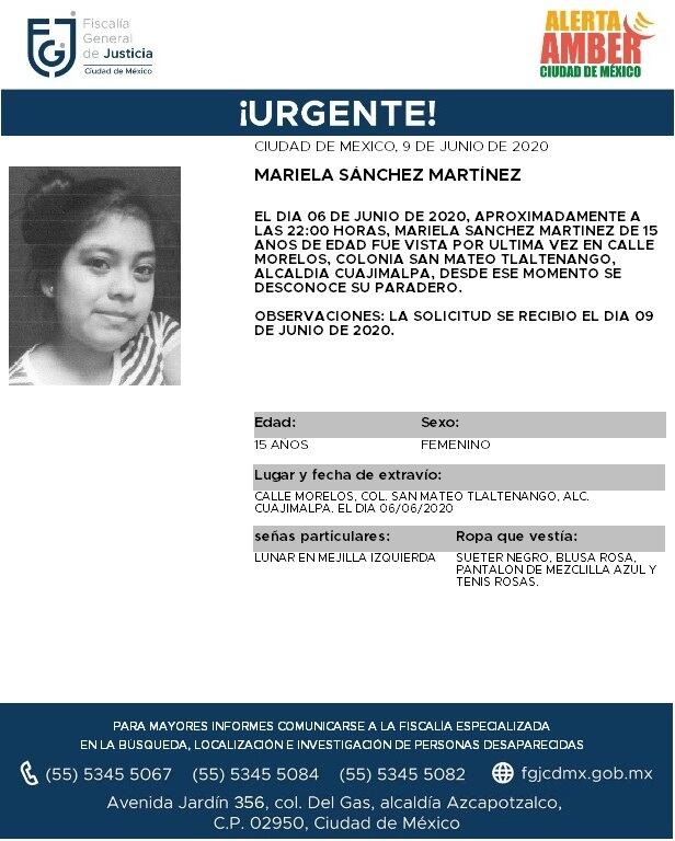Ficha de búsqueda de Mariela.