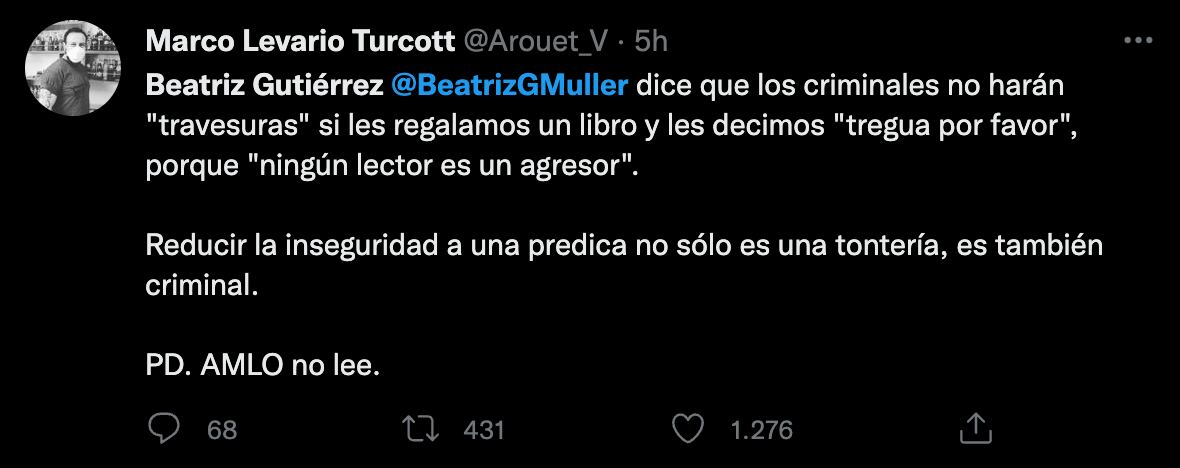 Beatriz Gutiérrez y estrategia "abrazos no balazos" son criticados