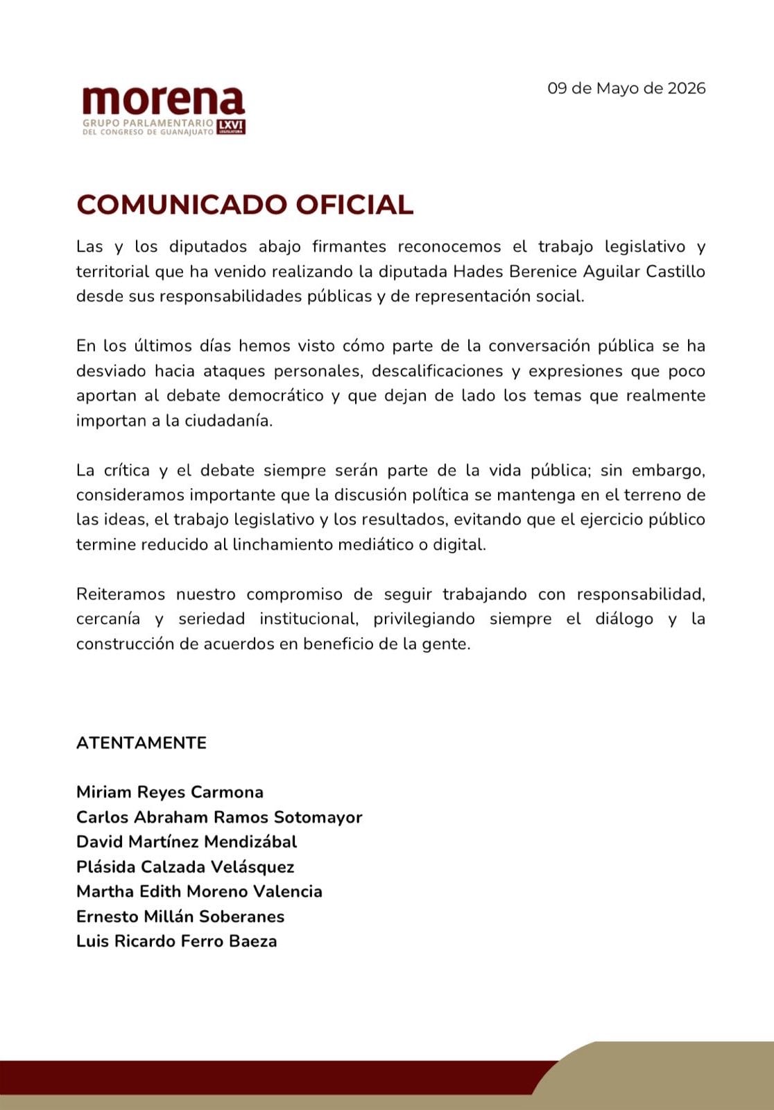 Morena Guanajuato cierra filas con Hades Aguilar