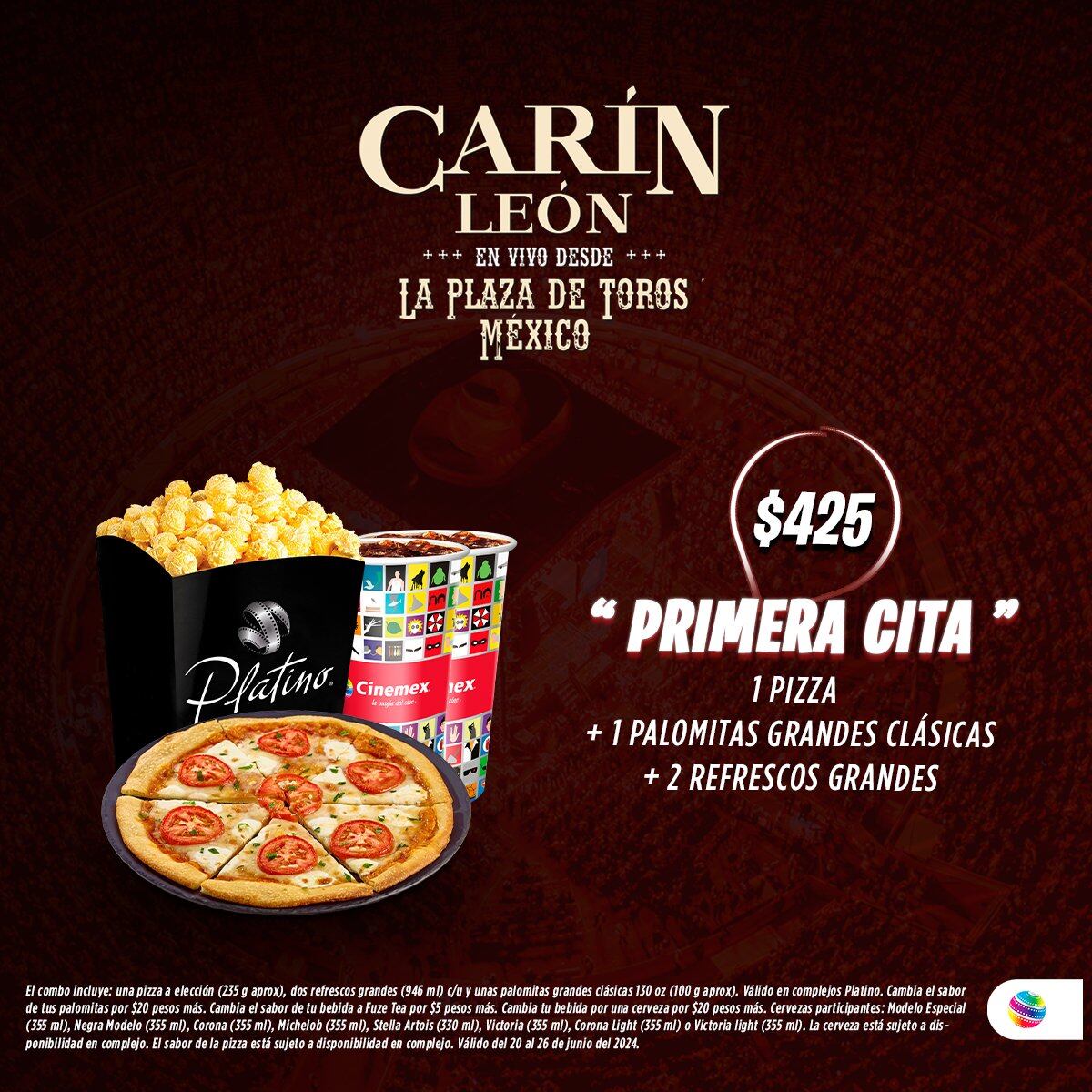 Combos Cinemex de Carín León