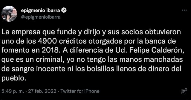 Epigmenio Ibarra responde a Felipe Calderón
