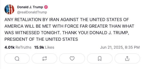 Donald Trump amenaza a Irán si toma represalias