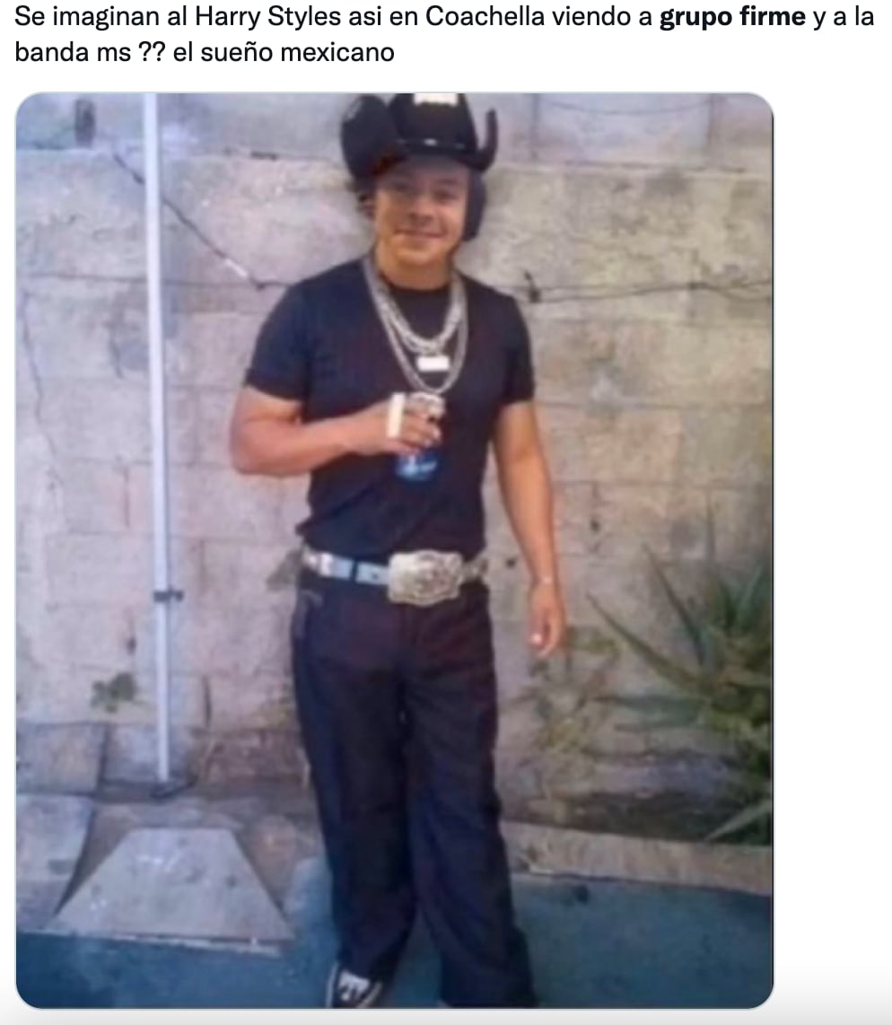Meme de Harry Styles y Grupo Firme en el Coachella