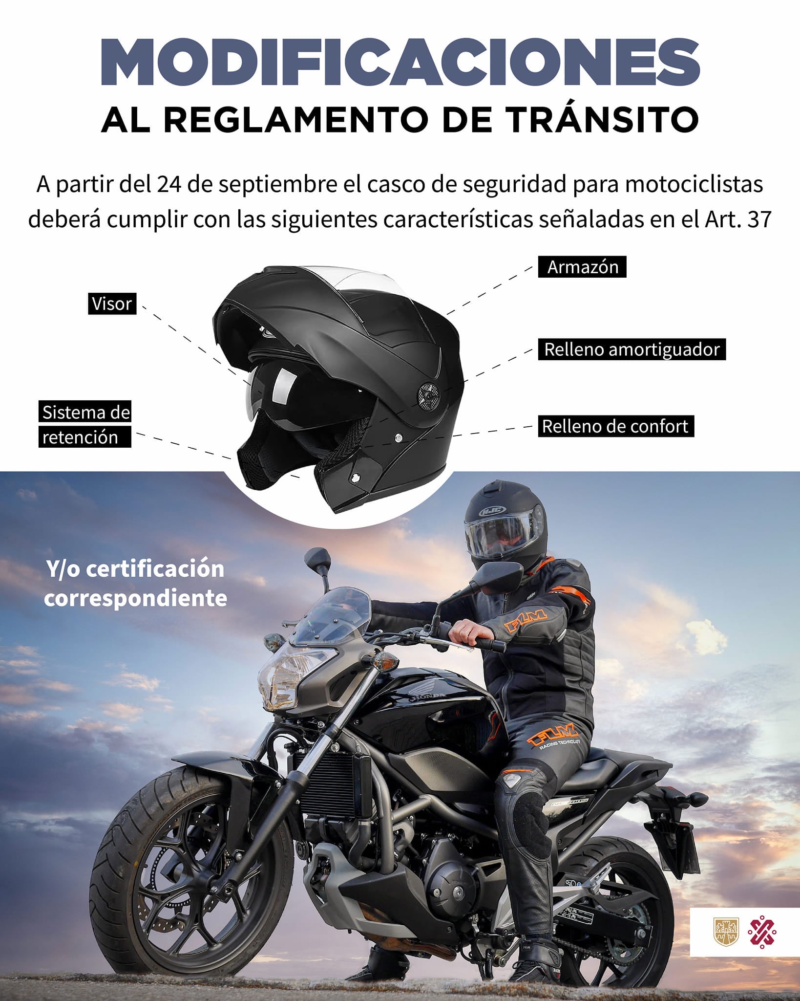 nuevo reglamento de tránsito, medidas para motos motos